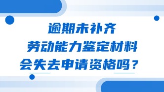 逾期未补齐劳动能力鉴定材料，会失去申请资格吗？